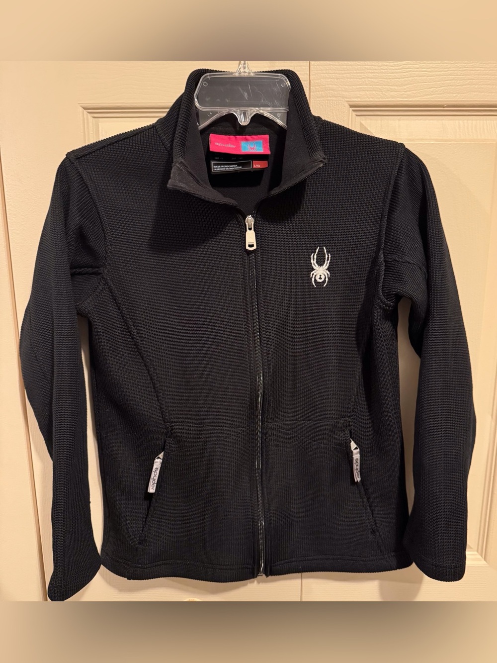 SPYDER Women’s Black Full Zip Ribbed Knit Jacket.